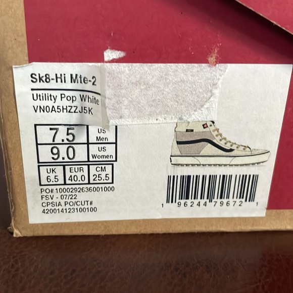 Vans Sk8-Hi Mte-2 Utility Pop White Womens 9 - Picture 5 of 5